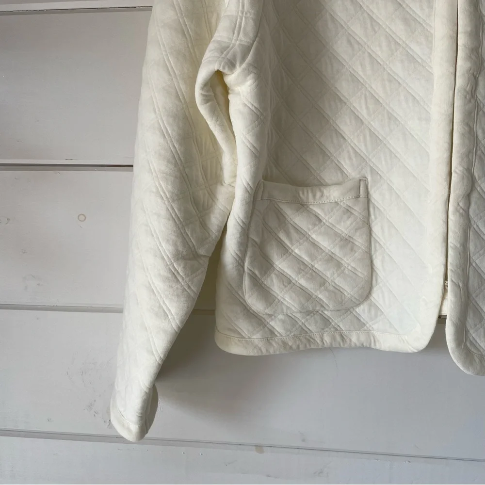 J.Crew Factory Women's Quilted Jacket Size XL Cream Long Sleeve‎ Patch Pockets - Picture 4 of 8